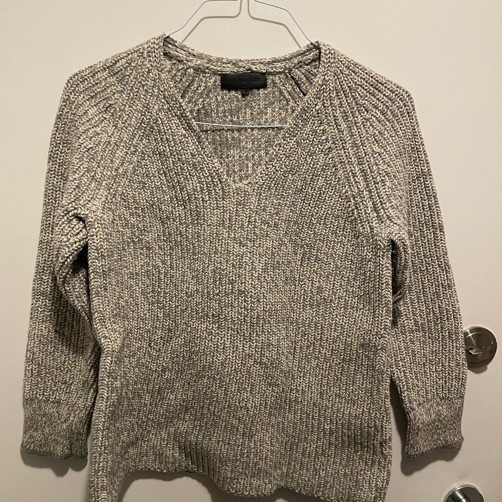 Rag & Bone Gray Cotton/Wool Blend V-Neck Women's Sweater